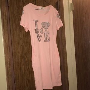 Small Pink Love Dress w/ Rhinestones & Two Pockets